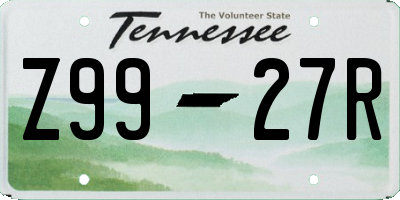 TN license plate Z9927R