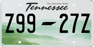 TN license plate Z9927Z
