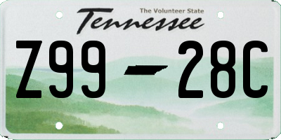 TN license plate Z9928C