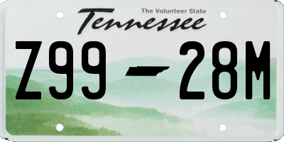 TN license plate Z9928M