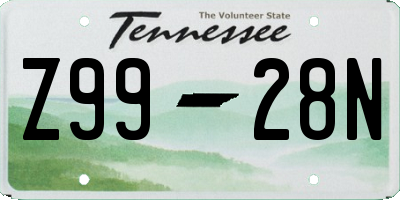 TN license plate Z9928N