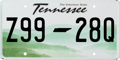 TN license plate Z9928Q