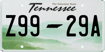 TN license plate Z9929A