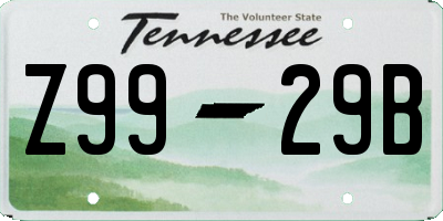 TN license plate Z9929B