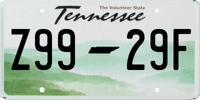 TN license plate Z9929F