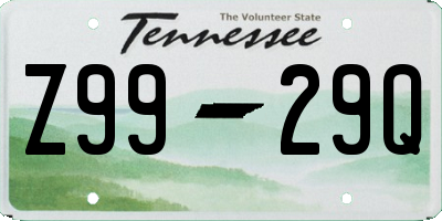 TN license plate Z9929Q