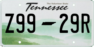 TN license plate Z9929R
