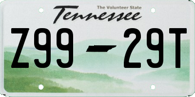 TN license plate Z9929T