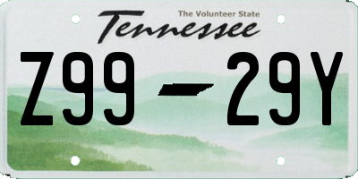 TN license plate Z9929Y
