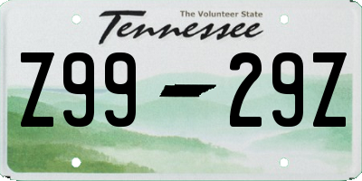 TN license plate Z9929Z