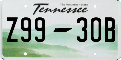 TN license plate Z9930B