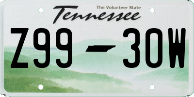 TN license plate Z9930W