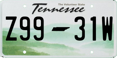 TN license plate Z9931W