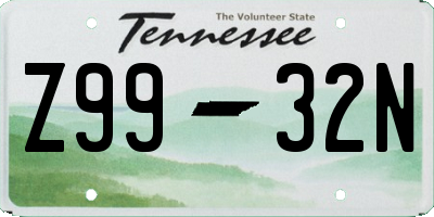 TN license plate Z9932N