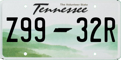 TN license plate Z9932R