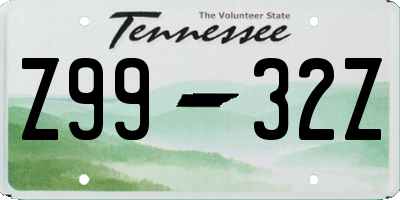 TN license plate Z9932Z