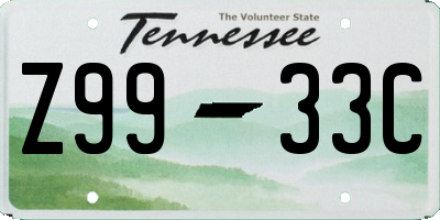 TN license plate Z9933C