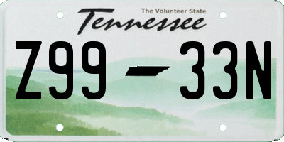 TN license plate Z9933N