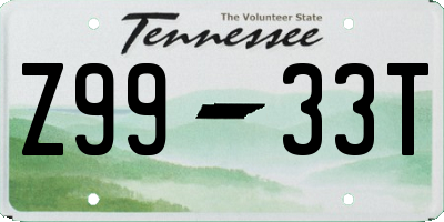 TN license plate Z9933T