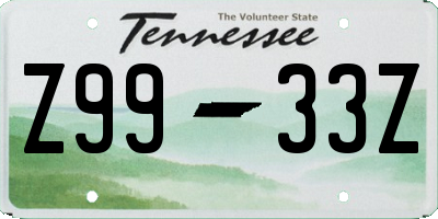 TN license plate Z9933Z