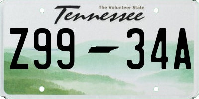 TN license plate Z9934A