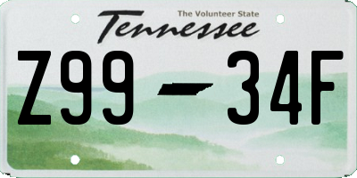 TN license plate Z9934F