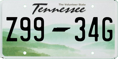 TN license plate Z9934G
