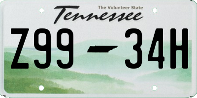 TN license plate Z9934H