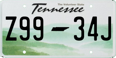 TN license plate Z9934J