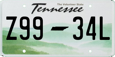 TN license plate Z9934L