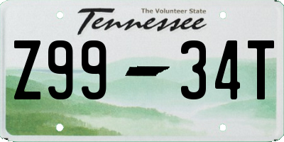 TN license plate Z9934T