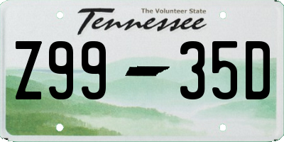 TN license plate Z9935D