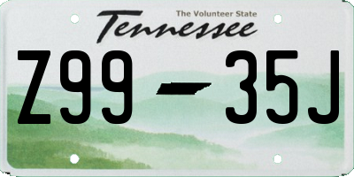 TN license plate Z9935J