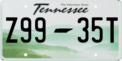 TN license plate Z9935T