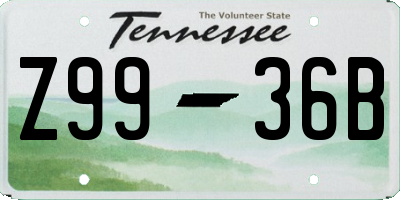 TN license plate Z9936B
