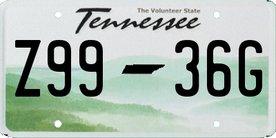 TN license plate Z9936G