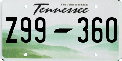 TN license plate Z9936O