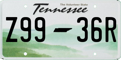 TN license plate Z9936R