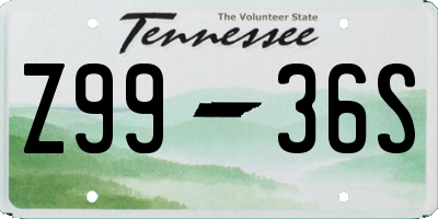 TN license plate Z9936S