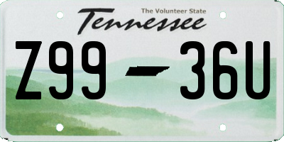 TN license plate Z9936U