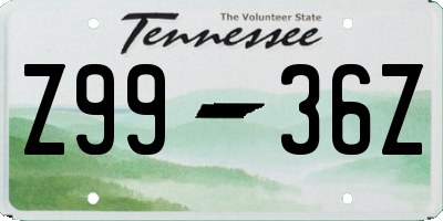 TN license plate Z9936Z