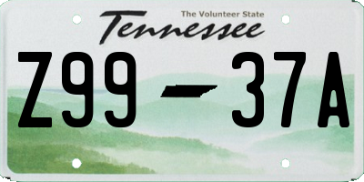 TN license plate Z9937A