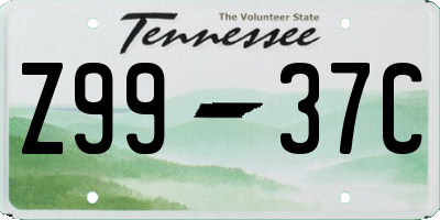 TN license plate Z9937C