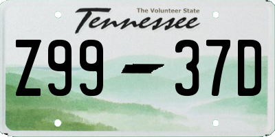 TN license plate Z9937D