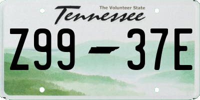 TN license plate Z9937E