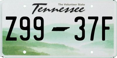 TN license plate Z9937F