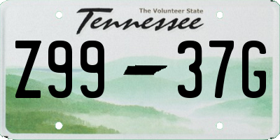 TN license plate Z9937G