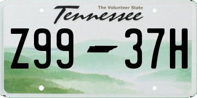 TN license plate Z9937H