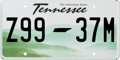 TN license plate Z9937M