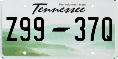 TN license plate Z9937Q